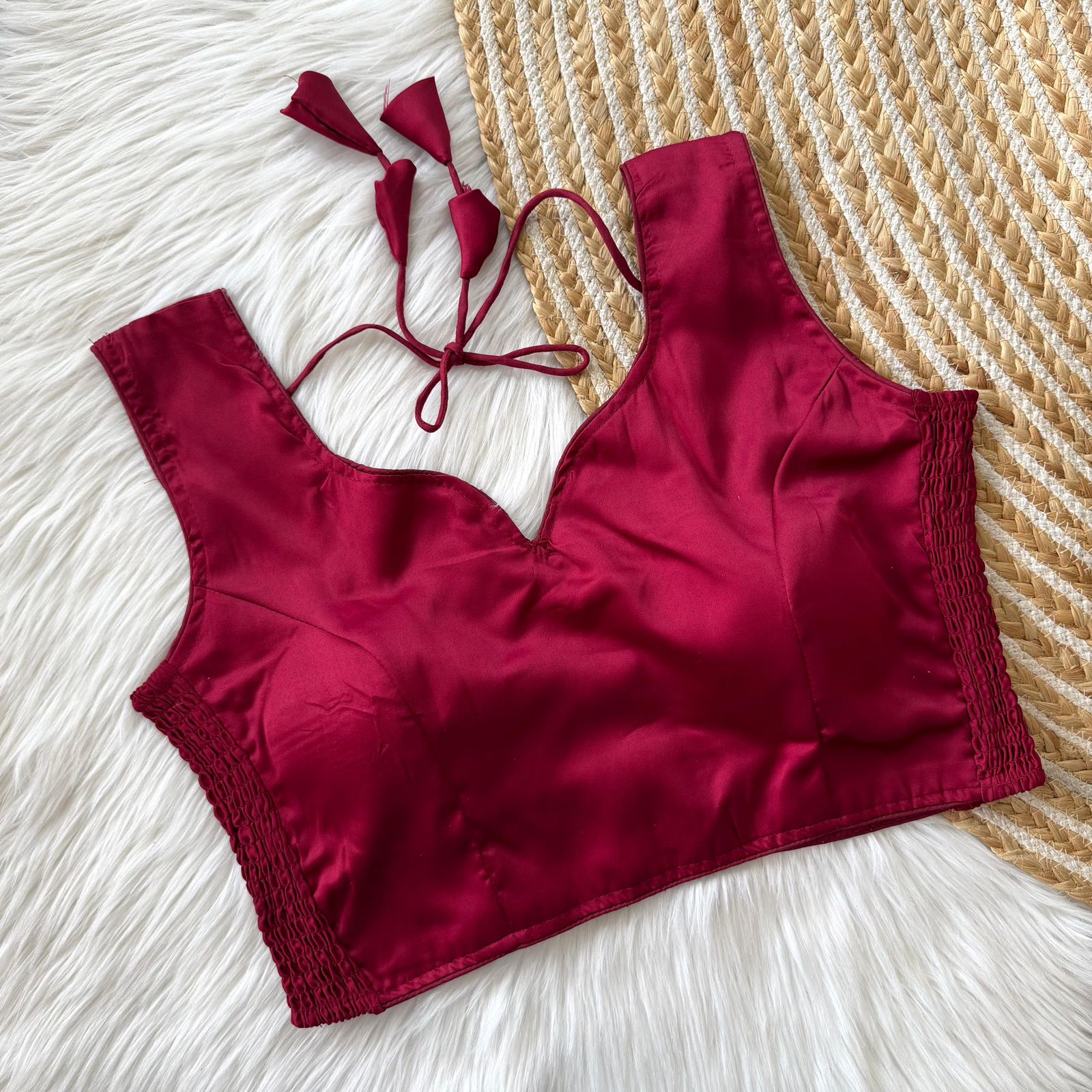 Pure Silk Stretchable Blouse-Maroon